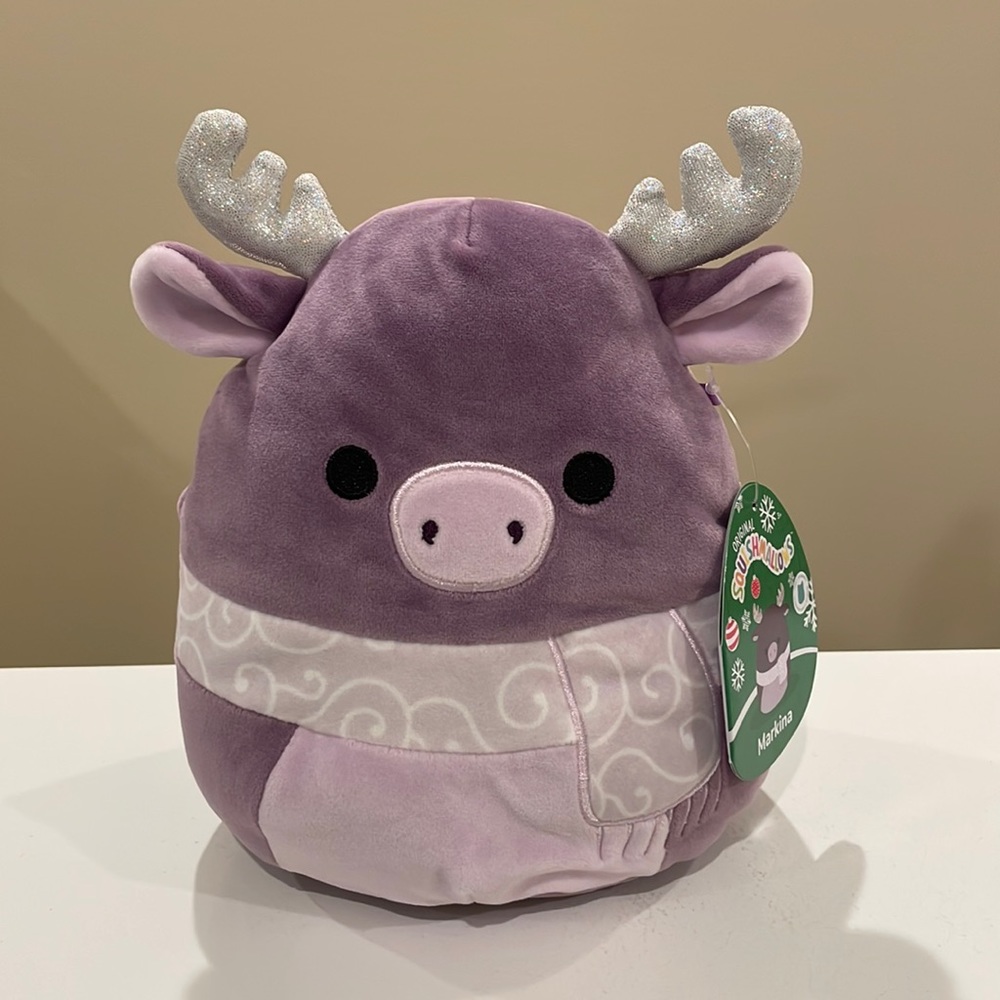NWT 7.5” Markina the Purple Moose with Scarf Christmas Squishmallow